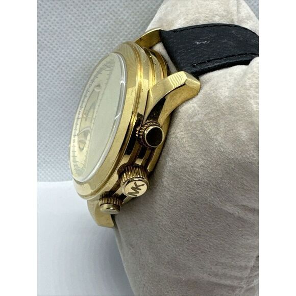 Michael Kors Runway MK8077 Men\'s Black Leather Analog Dial Quartz Watch JNA828 main image 9